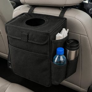 Reusable and Washable Car Trash Bag with Mesh Pocket