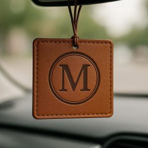 28 Leather Hanging Car Air Freshener with Custom Monogram Engraving