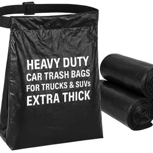 Disposable Car Trash Bags Roll with Adhesive Tabs 60 Count