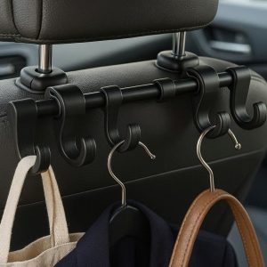 3 Adjustable Car Headrest Hanger Organizer with 4 Multi Function Hooks